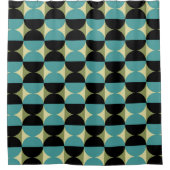 Retro Geometrisch half vierkant en cirkelpatroon Douchegordijn (Voorkant)
