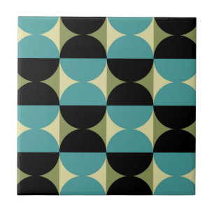 Retro Geometrisch half vierkant en cirkelpatroon Tegeltje