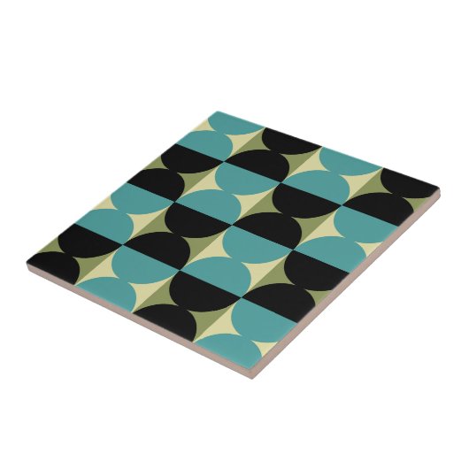Retro Geometrisch half vierkant en cirkelpatroon Tegeltje (Zijkant)