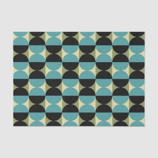 Retro Geometrisch half vierkant en cirkelpatroon Tissuepapier (Voorkant)