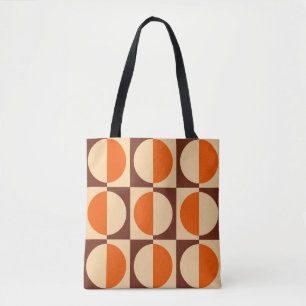 Retro Geometrisch half vierkant en cirkelpatroon Tote Bag