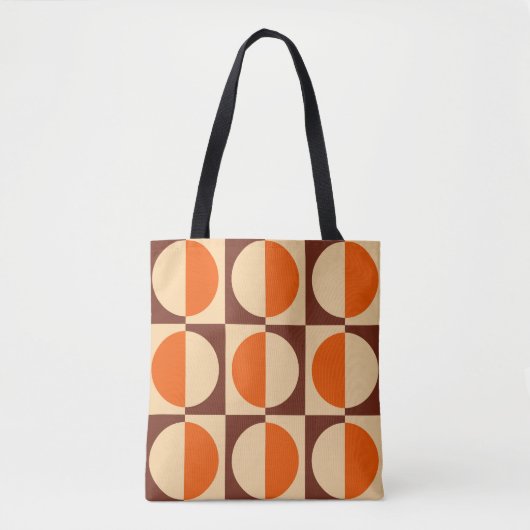 Retro Geometrisch half vierkant en cirkelpatroon Tote Bag (Voorkant)