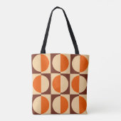 Retro Geometrisch half vierkant en cirkelpatroon Tote Bag (Achterkant)