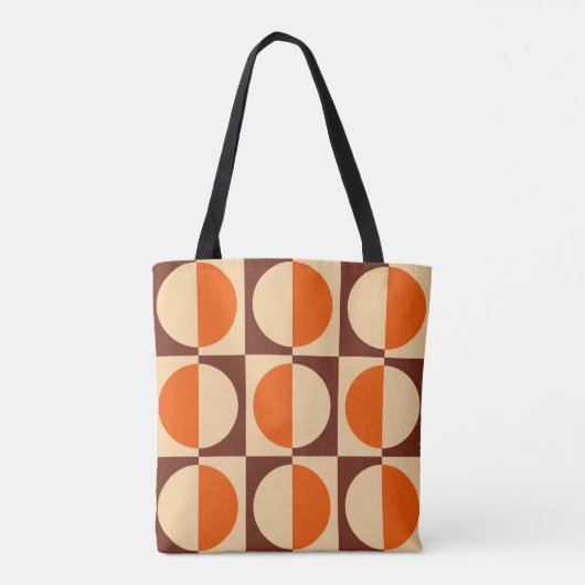 Retro Geometrisch half vierkant en cirkelpatroon Tote Bag (Achterkant)