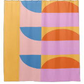 Retro geometrisch kleurenblok Vibrant geel blauw Douchegordijn (Voorkant)