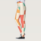 Retro geometrisch kleurenblokpatroon leggings (Links)
