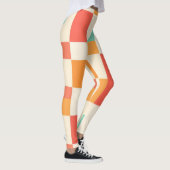 Retro geometrisch kleurenblokpatroon leggings (Rechts)
