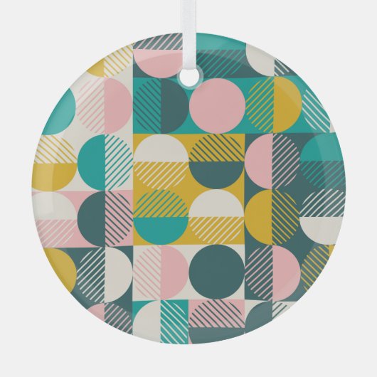 Retro geometrisch: modern patroon. glas ornament (Voorkant)