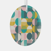 Retro geometrisch: modern patroon. glas ornament (Voorkant Rechts)