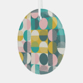 Retro geometrisch: modern patroon. glas ornament (Voorkant links)