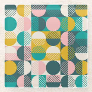 Retro geometrisch: modern patroon. glazen onderzetter