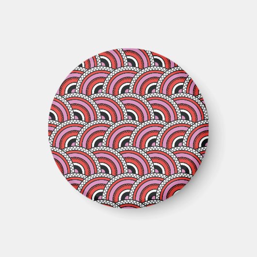 Retro geometrisch naadloos patroon magneet (Voorkant)