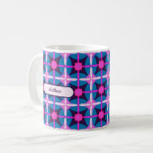 Retro Geometrisch Ontwerp in Roze, Paarse en Blauw Koffiemok (Voorkant links)