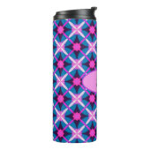 Retro Geometrisch Ontwerp in Roze, Paarse en Blauw Thermosbeker (Gedraaid links)