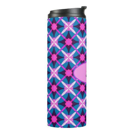 Retro Geometrisch Ontwerp in Roze, Paarse en Blauw Thermosbeker (Gedraaid links)