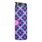 Retro Geometrisch Ontwerp in Roze, Paarse en Blauw Thermosbeker (Geroteerd rechts)
