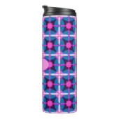 Retro Geometrisch Ontwerp in Roze, Paarse en Blauw Thermosbeker (Geroteerd rechts)