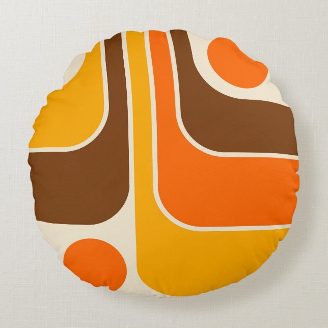 Retro geometrisch ontwerp Sierkussen Rond Kussen (Voorkant)