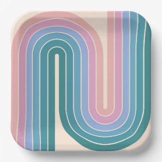 Retro geometrisch ontwerp uit de jaren 70 papieren bordje