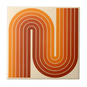 Retro geometrisch ontwerp uit de jaren 70 tegeltje