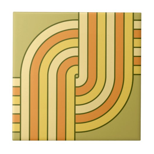 Retro geometrisch ontwerp uit de jaren 70 tegeltje (Voorkant)