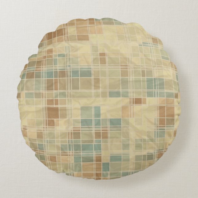 Retro geometrisch patroon 2 rond kussen (Voorkant)