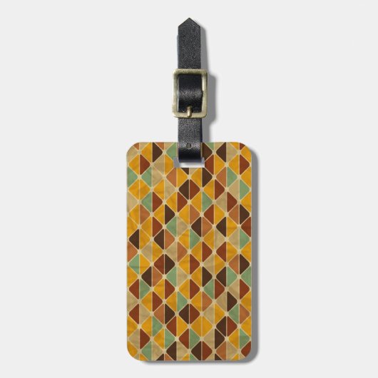 Retro geometrisch patroon 3 bagagelabel (Voorkant verticaal)