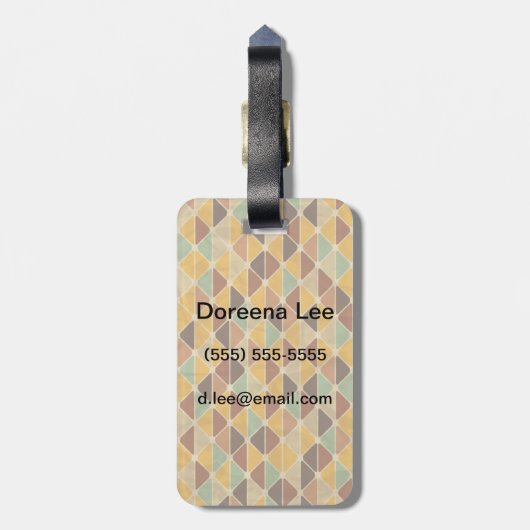 Retro geometrisch patroon 3 bagagelabel (Achterkant verticaal)