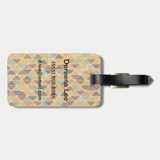 Retro geometrisch patroon 3 bagagelabel (Achterkant horizontaal)
