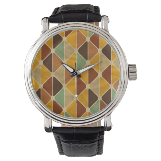 Retro geometrisch patroon 3 horloge (Voorkant)
