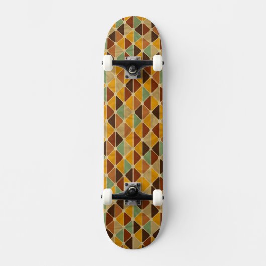 Retro geometrisch patroon 3 persoonlijk skateboard (Voorkant)