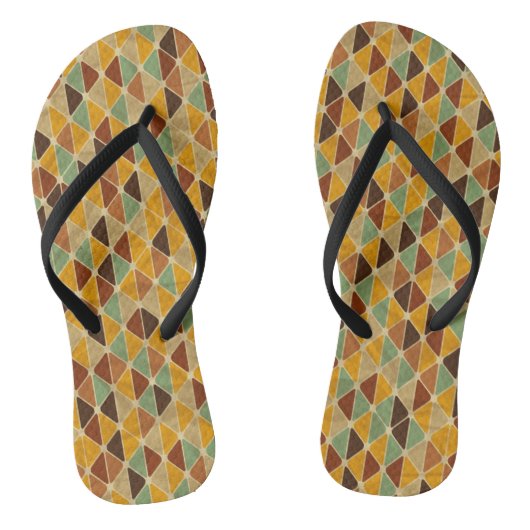 Retro geometrisch patroon 3 teenslippers (Voetbed)