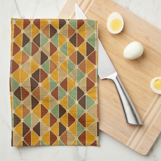 Retro geometrisch patroon 3 theedoek (Quarter Fold)