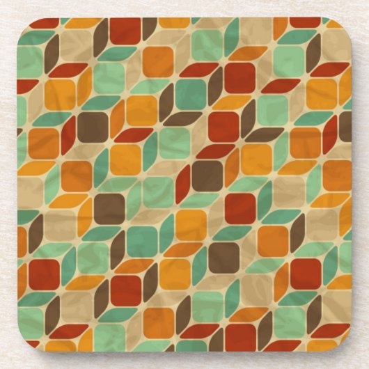 Retro geometrisch patroon 4 bier onderzetter (Voorkant)