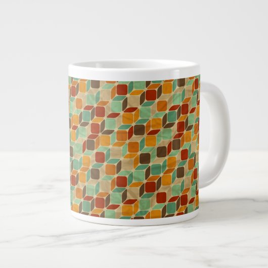 Retro geometrisch patroon 4 grote koffiekop (Voorkant rechts)