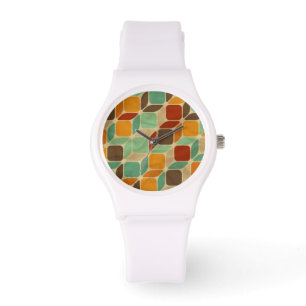 Retro geometrisch patroon 4 horloge
