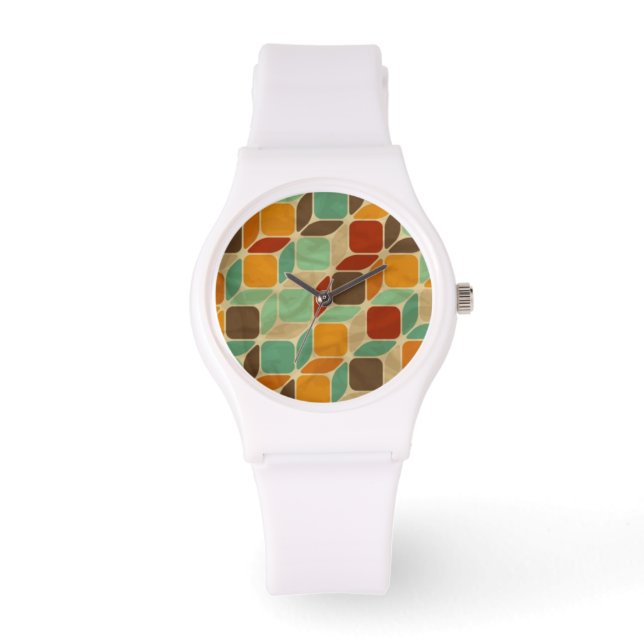 Retro geometrisch patroon 4 horloge (Voorkant)
