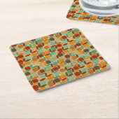 Retro geometrisch patroon 4 kartonnen onderzetters (Schuin)