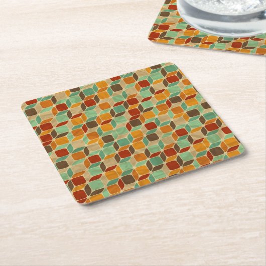 Retro geometrisch patroon 4 kartonnen onderzetters (Schuin)