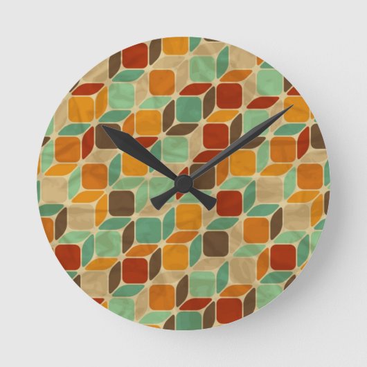 Retro geometrisch patroon 4 ronde klok (Voorkant)