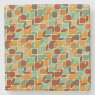 Retro geometrisch patroon 4 stenen onderzetter