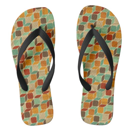 Retro geometrisch patroon 4 teenslippers (Voetbed)