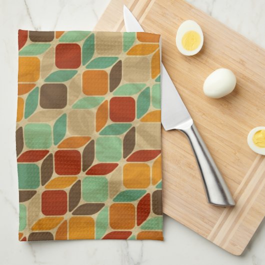 Retro geometrisch patroon 4 theedoek (Quarter Fold)