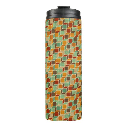 Retro geometrisch patroon 4 thermosbeker (Voorkant)