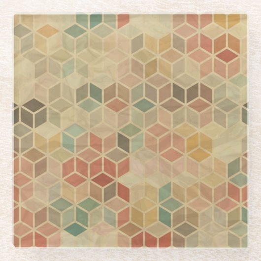 Retro geometrisch patroon 5 glazen onderzetter (Voorkant)