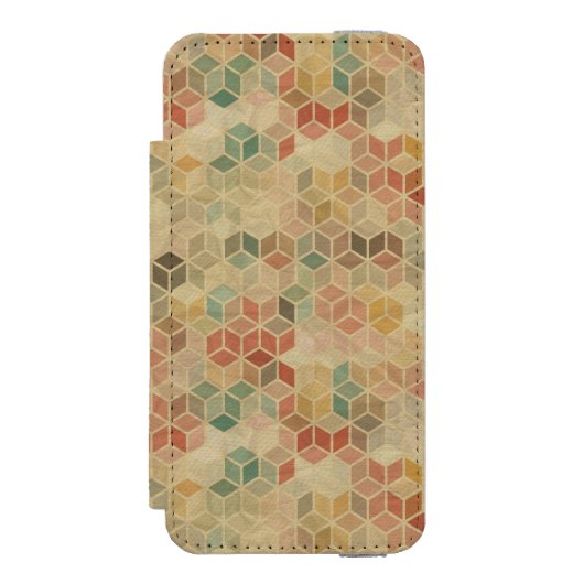 Retro geometrisch patroon 5 incipio iPhone portemonnee hoesje (Voorkant Agenda)