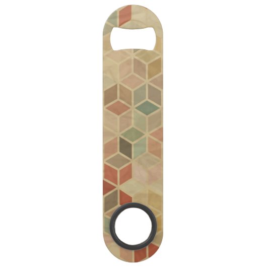Retro geometrisch patroon 5 speed flessenopener (Voorkant)