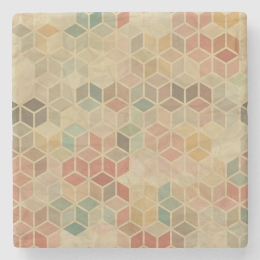 Retro geometrisch patroon 5 stenen onderzetter (Voorkant)