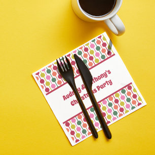 Retro Geometrisch Patroon Aangepast Bericht Kerstm Servet