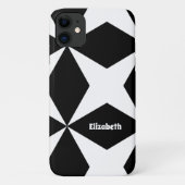 Retro geometrisch patroon Aangepaste naam Zwart &  Case-Mate iPhone Case (Achterkant)